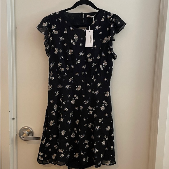 Reformation Idalia Floral Black Dress Open Back - Picture 2 of 9